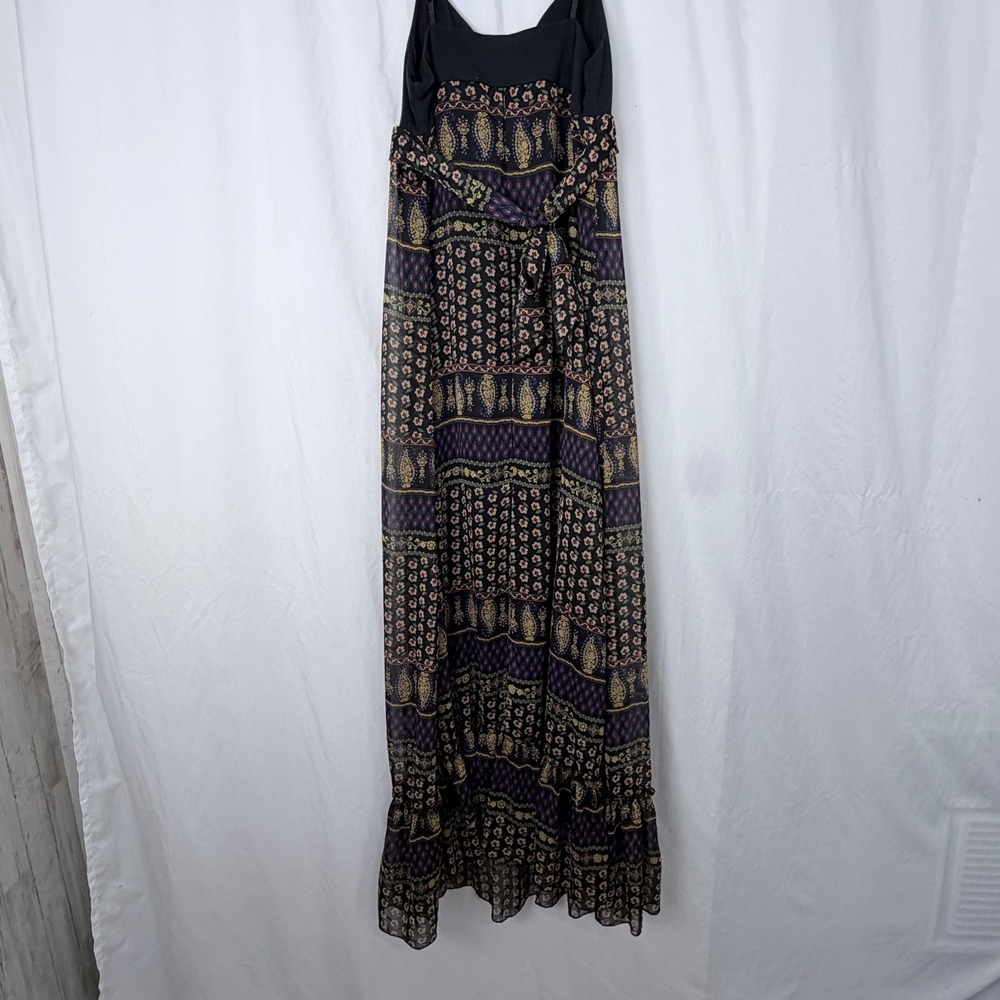 Belle du Jour Floral Print Maxi Dress Empire Waist Black Multi Women's M - Picture 2 of 6
